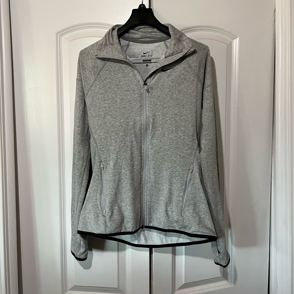 Nike Dri-FIT Full Zip Jacket with pockets and thumbholes Gray Medium M